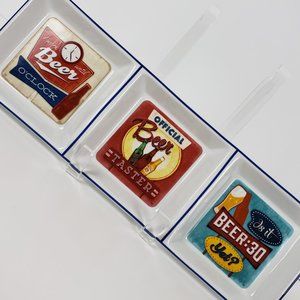 3-Section Beer Theme Porcelain Appetizer Nut Dish